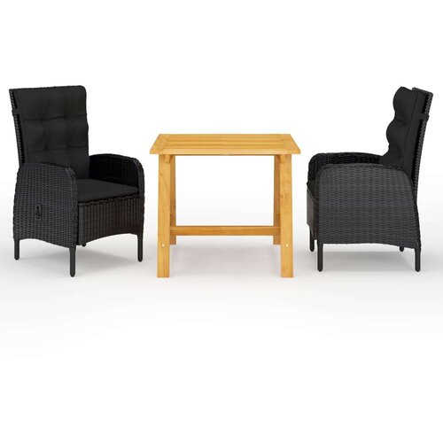  3-dijelni vrtni blagovaonski set crni Slike