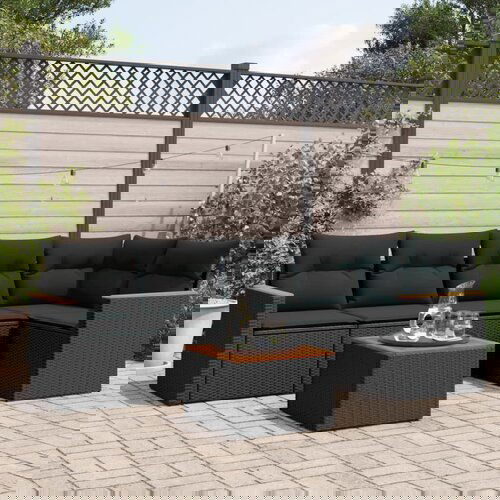 vidaXL 6-dijelni set vrtnih sofa s jastucima crni od poliratana Cijene