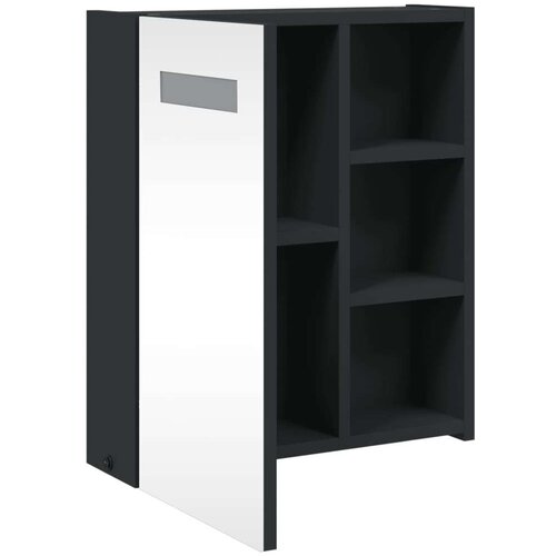 vidaXL Kopalni&scaron;ka omarica z ogledalom z LED lučko črna 45x13x52 cm Cene