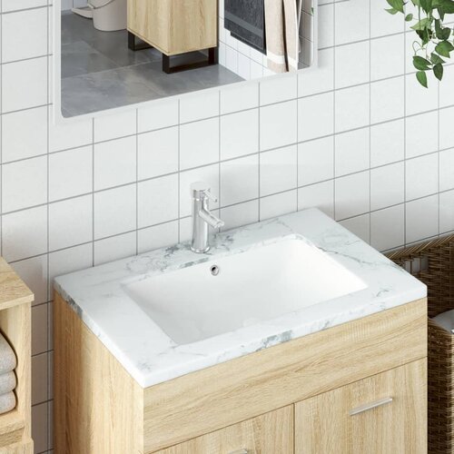 vidaXL Kopalniški umivalnik bel 60x40x21 cm pravokoten keramičen Cene