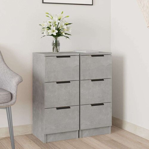  Komode 2 kosa betonsko sive 30x30x70 cm konstruiran les, (20653972) Slike