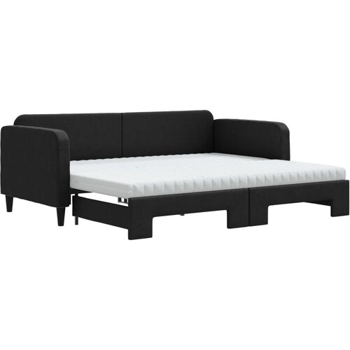  Dnevni krevet na razvlačenje s madracima crni 90x200 cm tkanina Slike
