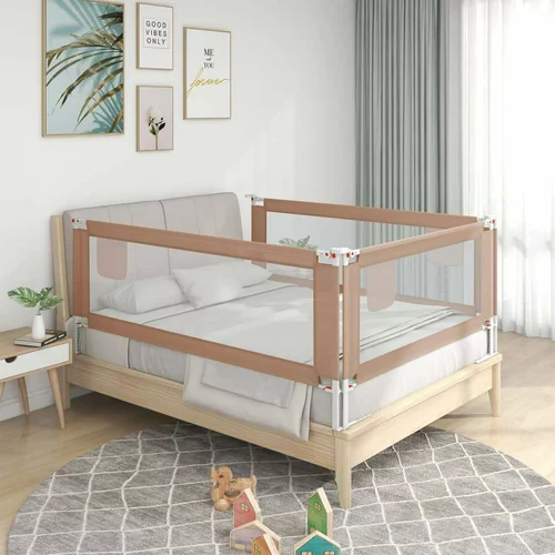  Sigurnosna ograda za dječji krevet smeđe-siva 140x25 cm tkanina