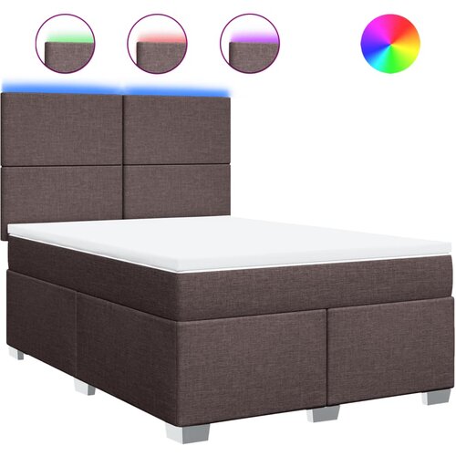 VidaXL Krevet s oprugama i madracem tamnosmeđi 140 x 190 cm od tkanine Slike