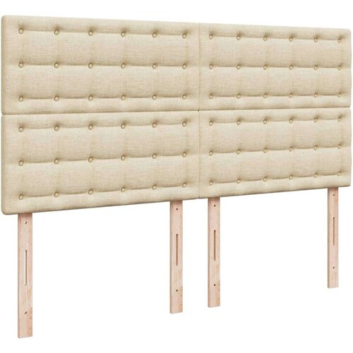 VidaXL Krevet s oprugama i madracem krem 200 x 200 cm od tkanine Slike
