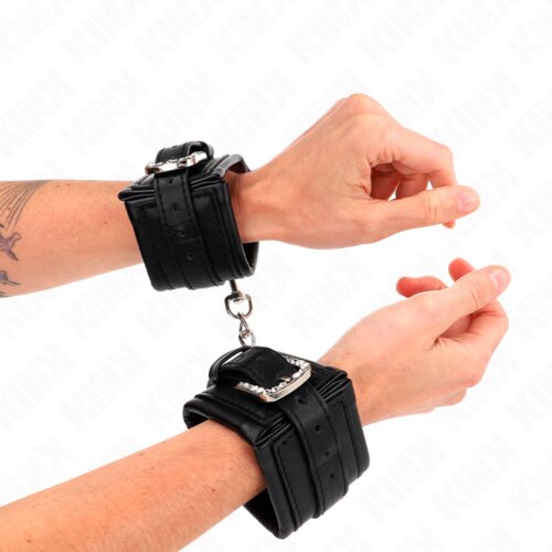 Kink Okovi Za Zapestje Rhinestone Buckle Black Slike