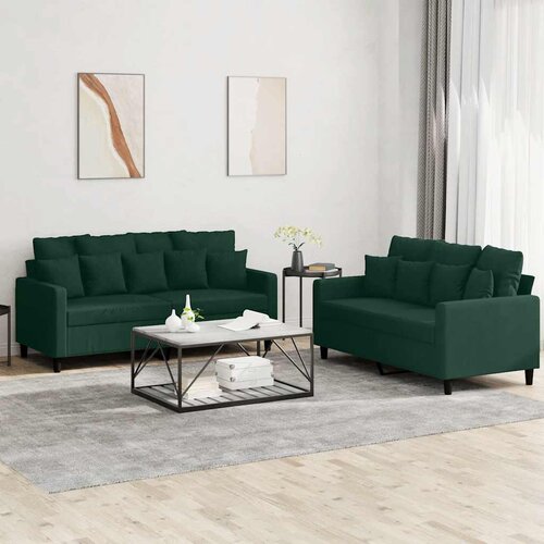  2-dijelni set sofa s jastucima tamnozeleni baršunasti Cene