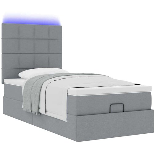 VidaXL otomanski okvir kreveta s madraca svijetlosivi 80x200cm tkanine Slike