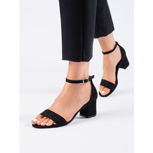 SEASTAR Black suede heeled sandals Slike