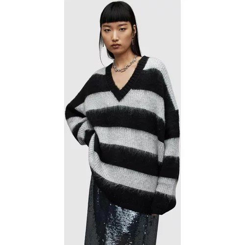 AllSaints Pulover s dodatkom vune LOU SPARKLE VNECK za žene, boja: crna
