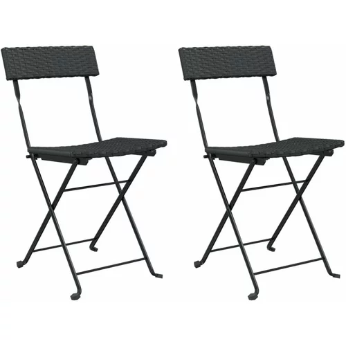  Zložljivi bistro stoli 2 kosa črn poli ratan in jeklo, (20659324)