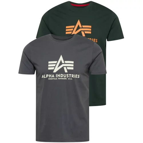 Alpha Industries Majica siva / kraljevski zelena / svijetlonarančasta / bijela