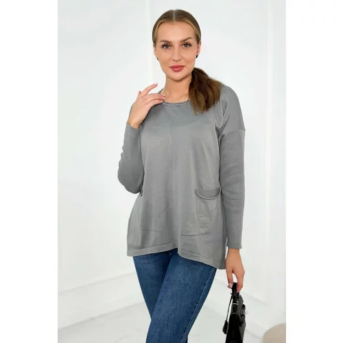 Kesi Sweater with front pockets grey