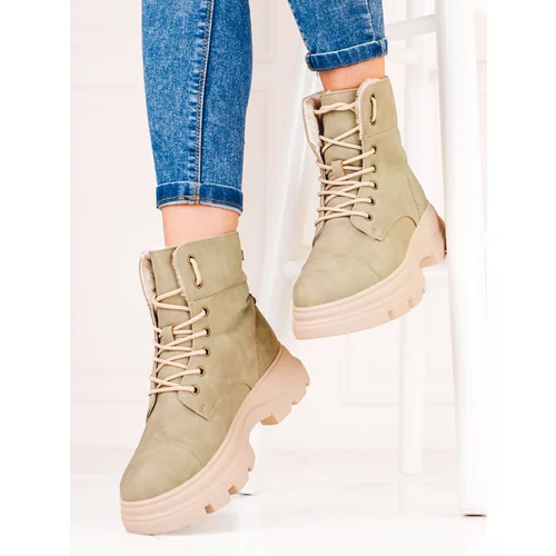 SHELOVET Women's trappers on the platform green