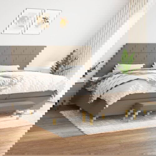 The Living Store Box spring postelja z vzmetnico taupe 200x200 cm blago - Box Spring Postelja, (21437746) Cene