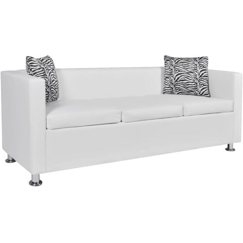 VidaXL Sofa za 3 osobe, umjetna koža, bijela Slike
