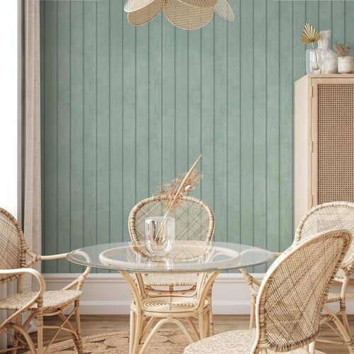  Tapeta - Delicate Wood - Vertical stripes in a pastel green shade. 50x1000 Premium Slike