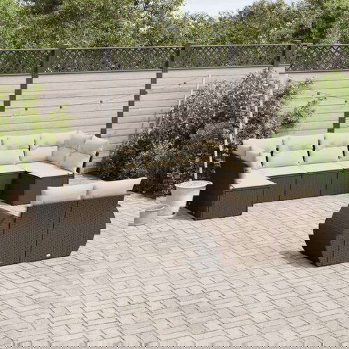  9-dijelni set vrtnih sofa s jastucima poliratan smeđi Slike