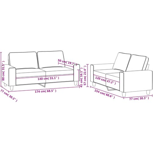  2-dijelni set sofa tamnosivi od tkanine Slike