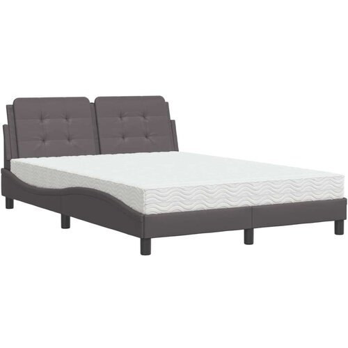  Krevet s madracem sivi 140x200 cm od umjetne kože Slike