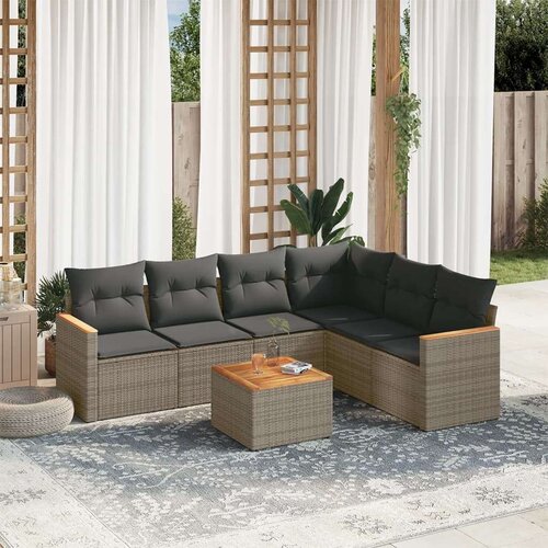  7-dijelni set vrtnih sofa sivi od poliratana Slike