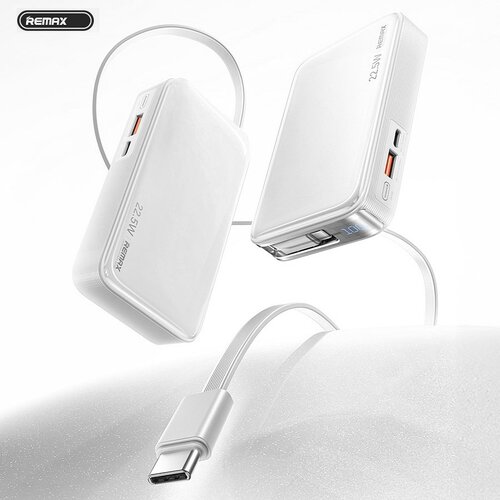  Power bank prenosiva baterija REMAX FCP-25 Fast Charging 22.5W(teleskopski kabl) Type-C 10000mAh beli Slike
