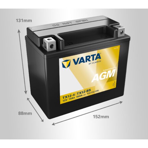 Varta Akumulator Powersports AGM YTX12-BS, 12V, 10Ah, L+ Slike