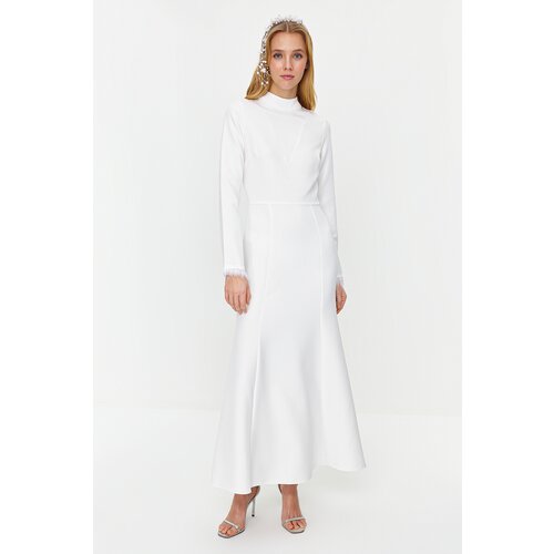Trendyol White Bridal Wedding Special Occasion Woven Evening Dress Slike