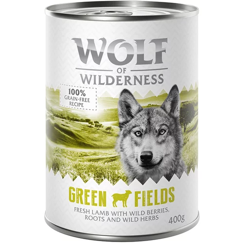 Wolf of Wilderness Ekonomično pakiranje: Adult 24 x 400 g - Green Fields - janjetina