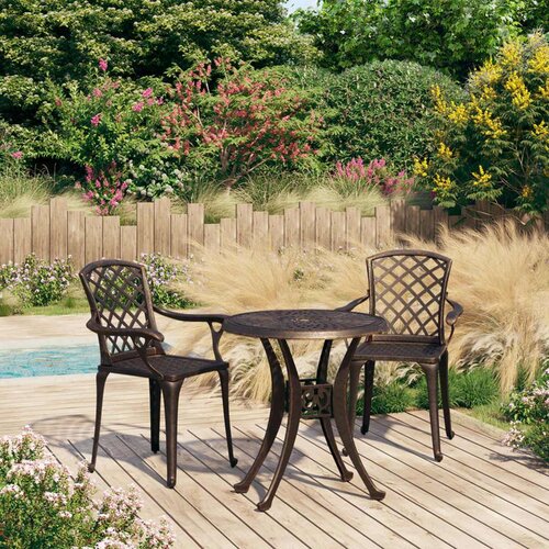  3-dijelni bistro set od lijevanog aluminija brončani Slike