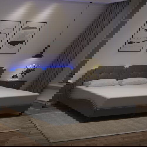 Furnova Posteljni okvir z LED lučkami siv 160x200 cm umetno usnje, (21942969) Cene