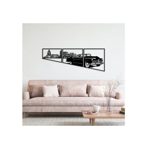 WALLXPERT Zidna dekoracija Oldies Trio B, 43 x 40 cm, Crna Cijene