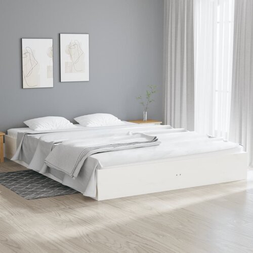  Okvir za krevet od masivnog drva bijeli 180 x 200 cm veliki Cijene