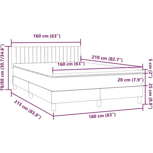 Box spring krevet s madracem crni 160x210 cm bar&amp;scaron;unasti - Crna 160 x 210 cm Okomite pruge Slike