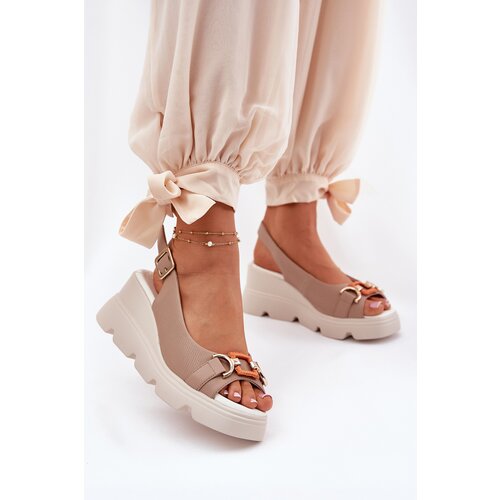 ARTIKER Leather Women's Wedge and Platform Sandals with Decoration Cene