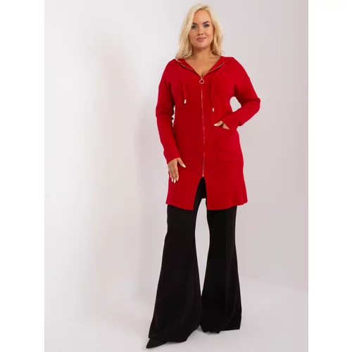 Fashion Hunters Red plus size cardigan with viscose
