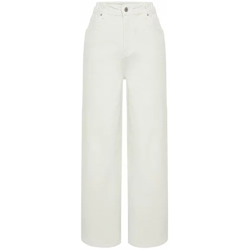 Trendyol White More Sustainable Elastic Waist High Waist Wide Leg Jeans