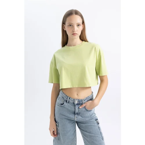 Defacto Cool Crop Short Sleeve Washed Faded Effect T-Shirt