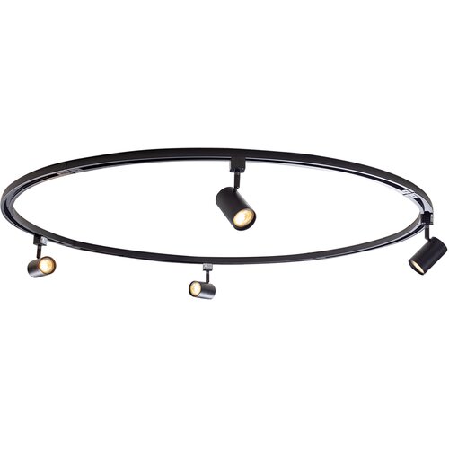 QAZQA Modern railsysteem met 4 spots zwart 1-fase rond - Iconic Jeana Slike