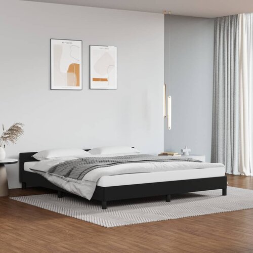 VidaXL Okvir za krevet s uzglavljem crni 160x200 cm od umjetne kože Slike