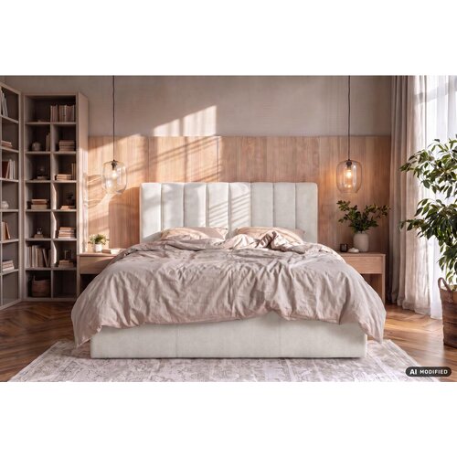 Boxxx OBLAZINJENA POSTELJA 160 cm x 200 cm , tekstil krem barve Slike