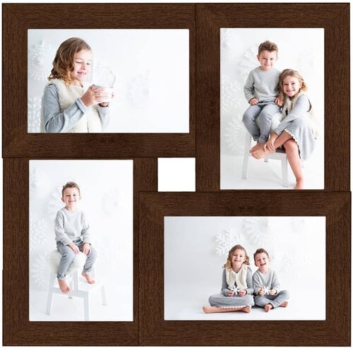  Okvir za 4 fotografije (13 x 18 cm) tamnosmeđi MDF Slike