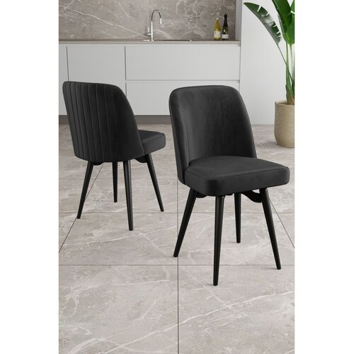 Hanah home set trpezarijskih stolica Jiva 2 kom, crna tkanina Babyface, crne metalne noge Cene