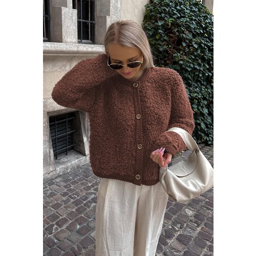 Madmext Brown Buttoned Boucle Knitwear Cardigan Cijene