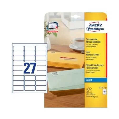 Avery Zweckform Transparentne etikete za C6 ovojnice 63,5 x 29,6 mm Slike