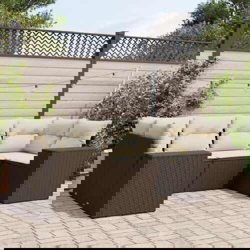 VidaXL 6-dijelni set vrtnih sofa od poliratana s jastucima smeđi Slike