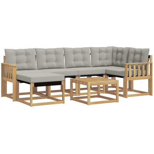vidaXL Zunanja garnitura za sedenje 7 pcs Bela in svetlo siva, (5000281901) Cene