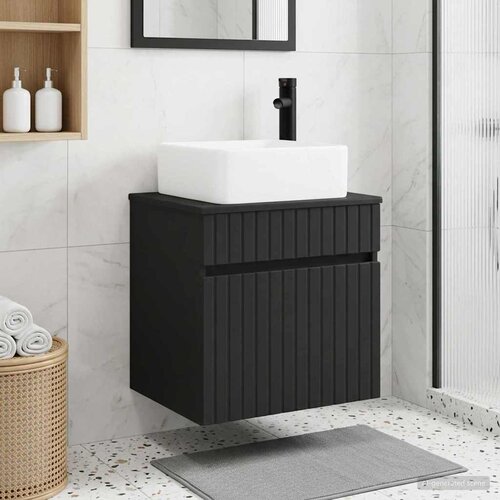  Umivaonik s policom za zid Crna 49 x 41 x 63 cm Slike