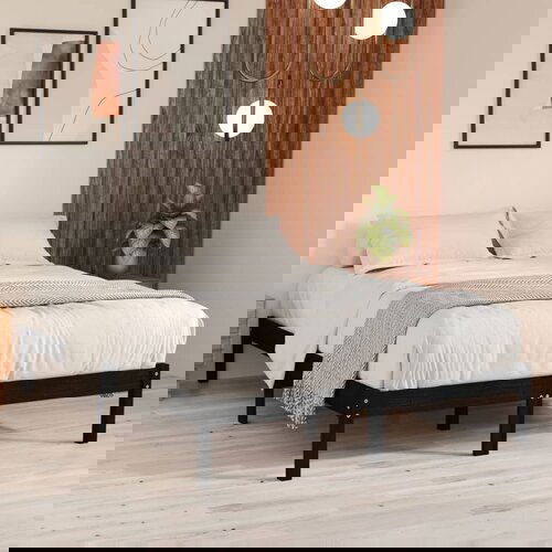VidaXL posteljni okvir črn iz borovine 120x190 cm UK Small Double Slike