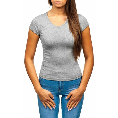Kesi Women's fashionable T-shirt with V-neck - gray, Cene